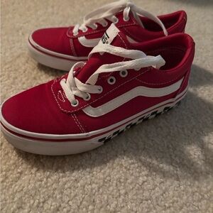 Vans Kids Red and White Checkered Sneakers